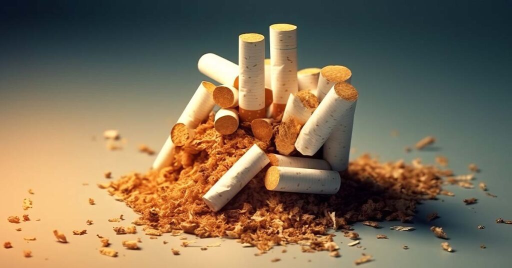 A pile of crushed cigarettes