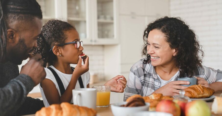 family having healthy snacks