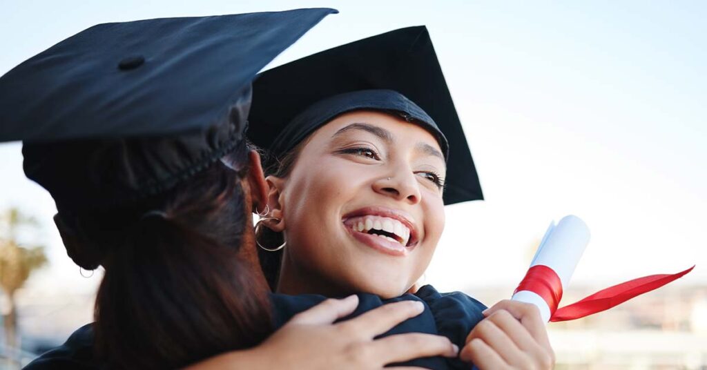 Young women graduating from college